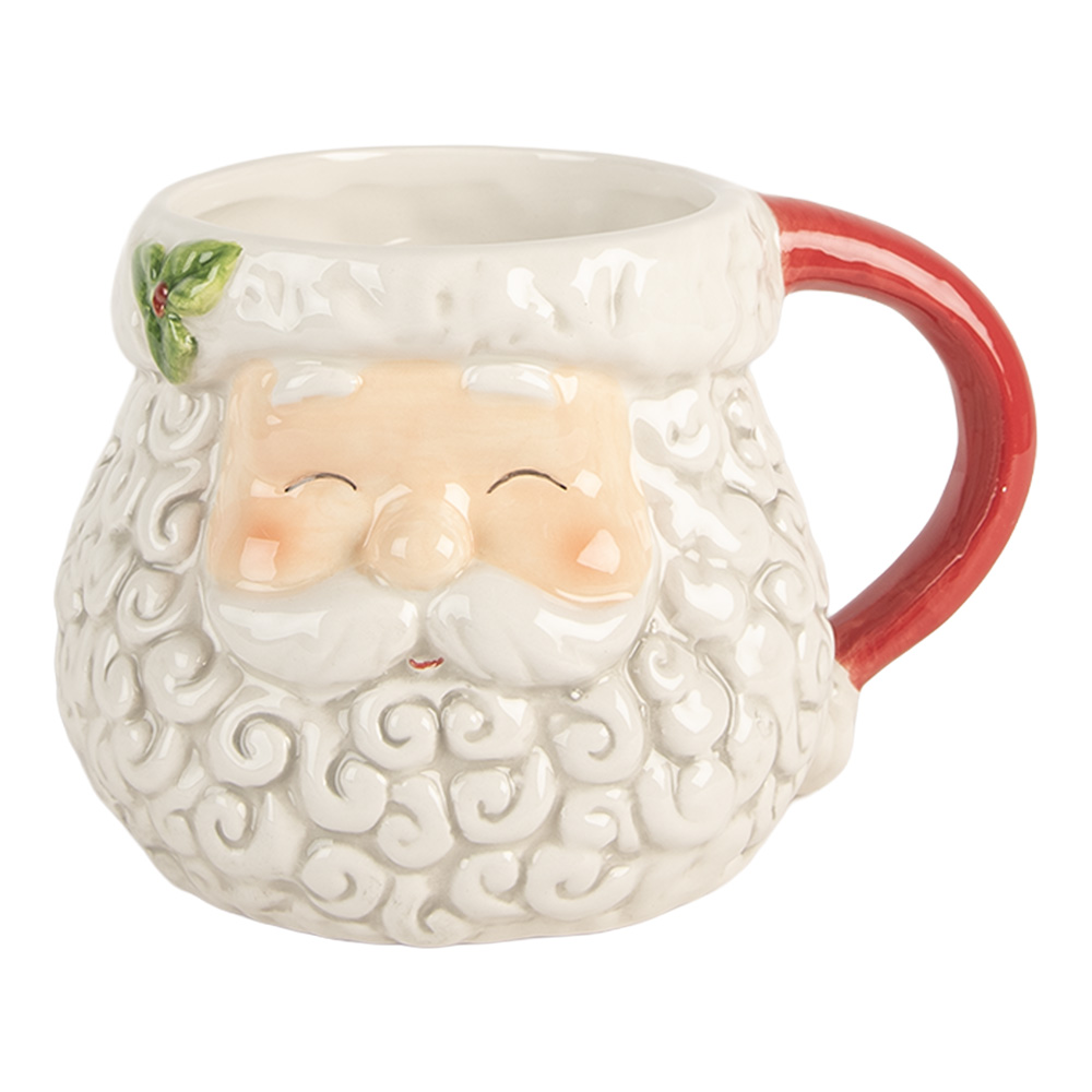 Clayre & Eef   | Mok Wit Rood 16x11x10 cm / 550 ml | 6CEMU0201R