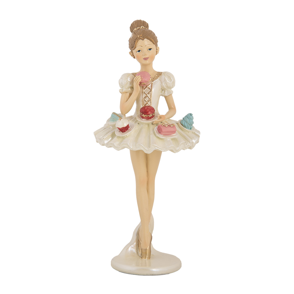 Clayre & Eef   | Decoratie Ballerina Wit Beige ø 10x24 cm | 6PR5643