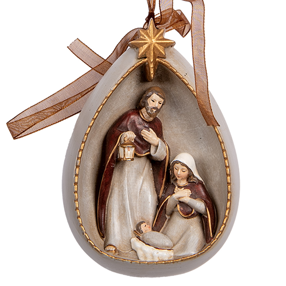 Clayre & Eef   | Decoratie hanger Kerstgroep Beige Bruin 8x4x11 cm | 6PR5402