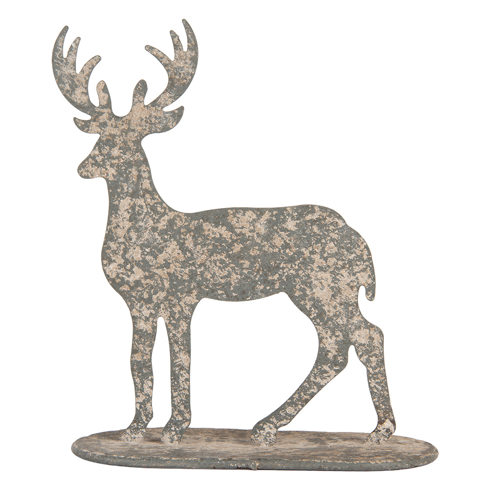 Clayre & Eef   | Decoratie beeld Rendier Grijs Beige 17x8x18 cm | 6Y5817