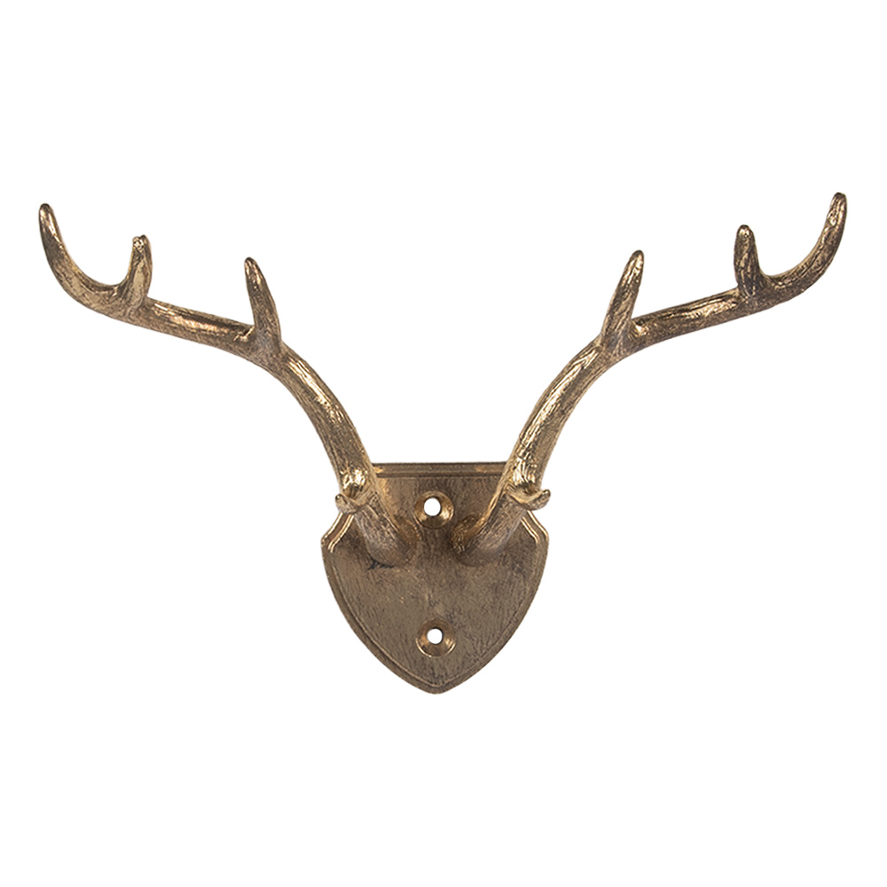 Clayre & Eef   | Wandhaak Goudkleurig 17x8x12 cm | 6Y5899