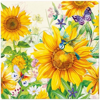 Dekoratief | Pakje 20 servetten 'Wild Sunflowers', 33x33cm | A702721
