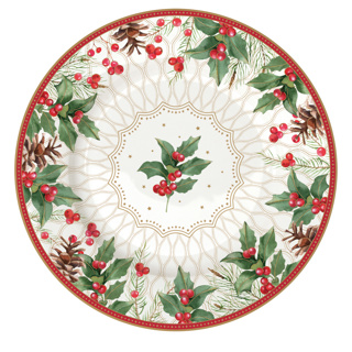 Dekoratief | Bord 'Christmas Berries', porselein, 19x19cm | A246013