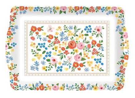 Dekoratief | Dienblad m/handvaten 'Boho Flowers', pvc, 46x32cm | A241004