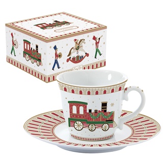 Dekoratief | Kopje m/schoteltje 'Polar Express', porselein, 200ml | A236007