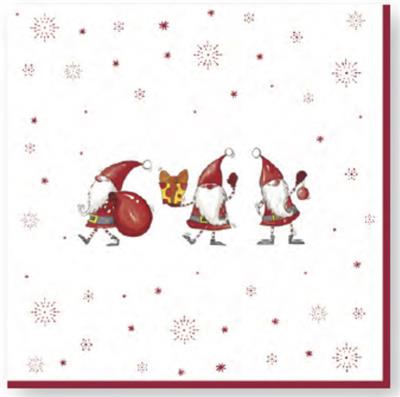 Dekoratief | Pakje 20 servietten 'CHRISTMAS GNOMES', 33x33cm | A196061