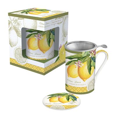 Dekoratief | Theetas m/deksel citroen pors. + infuser in doos 300ml | A181009