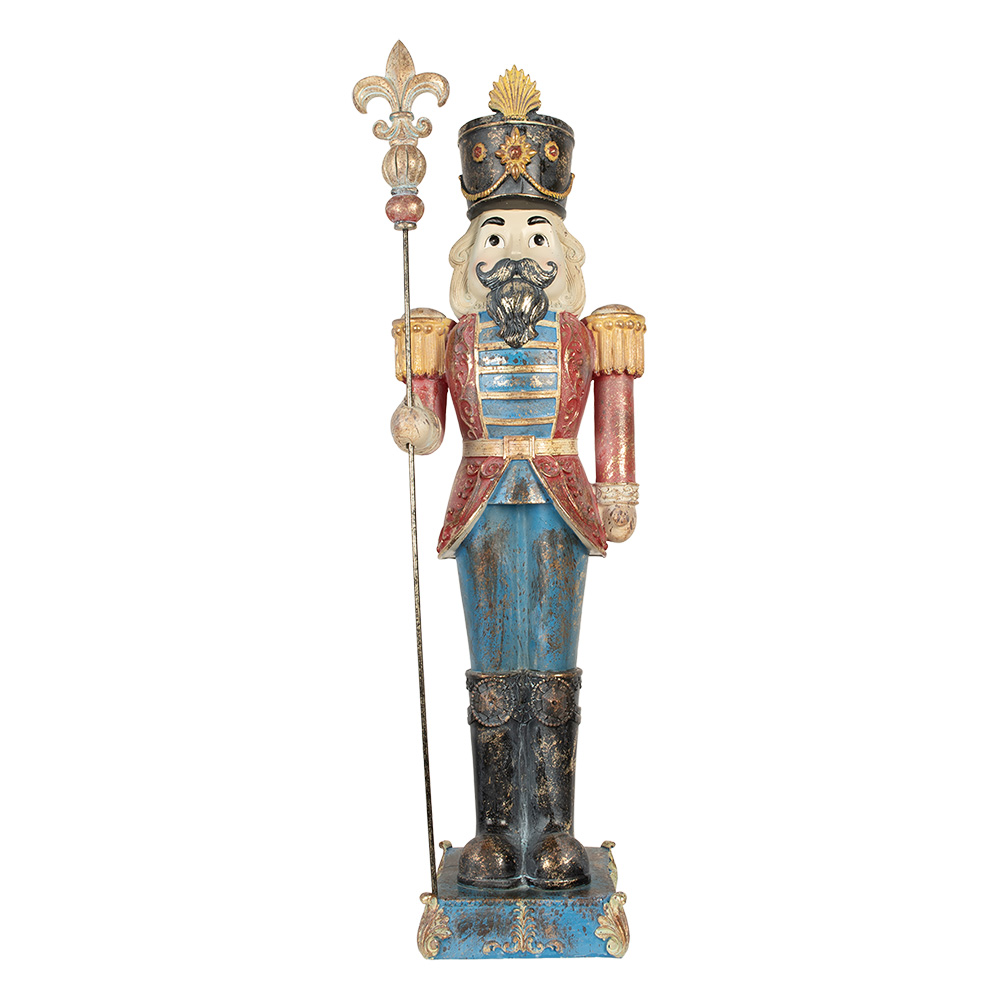 Clayre & Eef   | Kerstdecoratie Notenkraker Blauw Rood 31x23x99 cm | 5PR0187