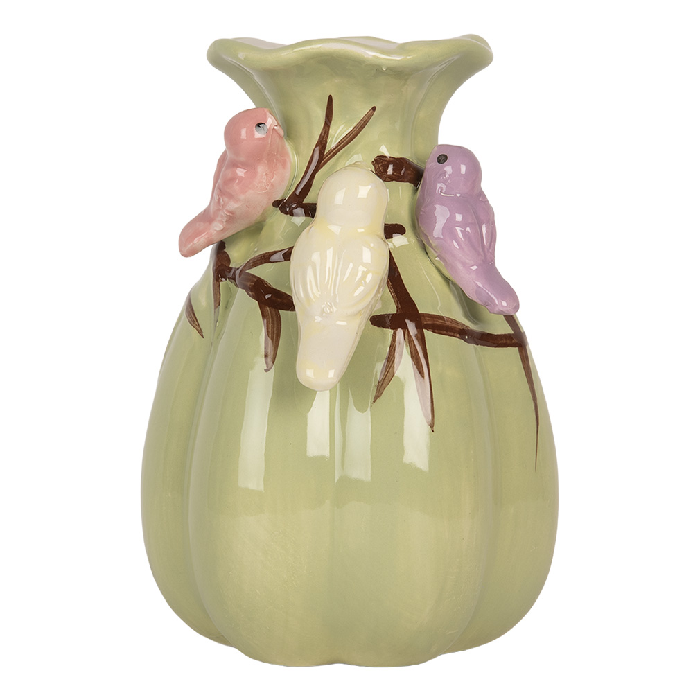Clayre & Eef   | Vaas Groen Roze ø 10x14 cm | 6CE2314