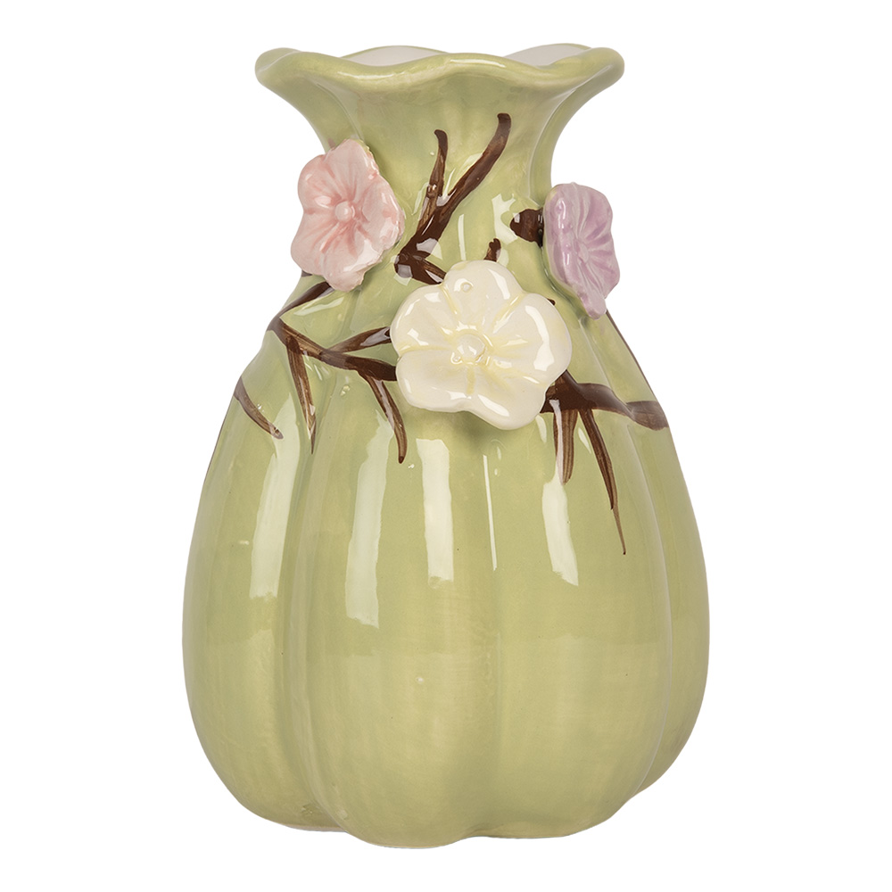 Clayre & Eef   | Vaas Groen Roze ø 10x14 cm | 6CE2316