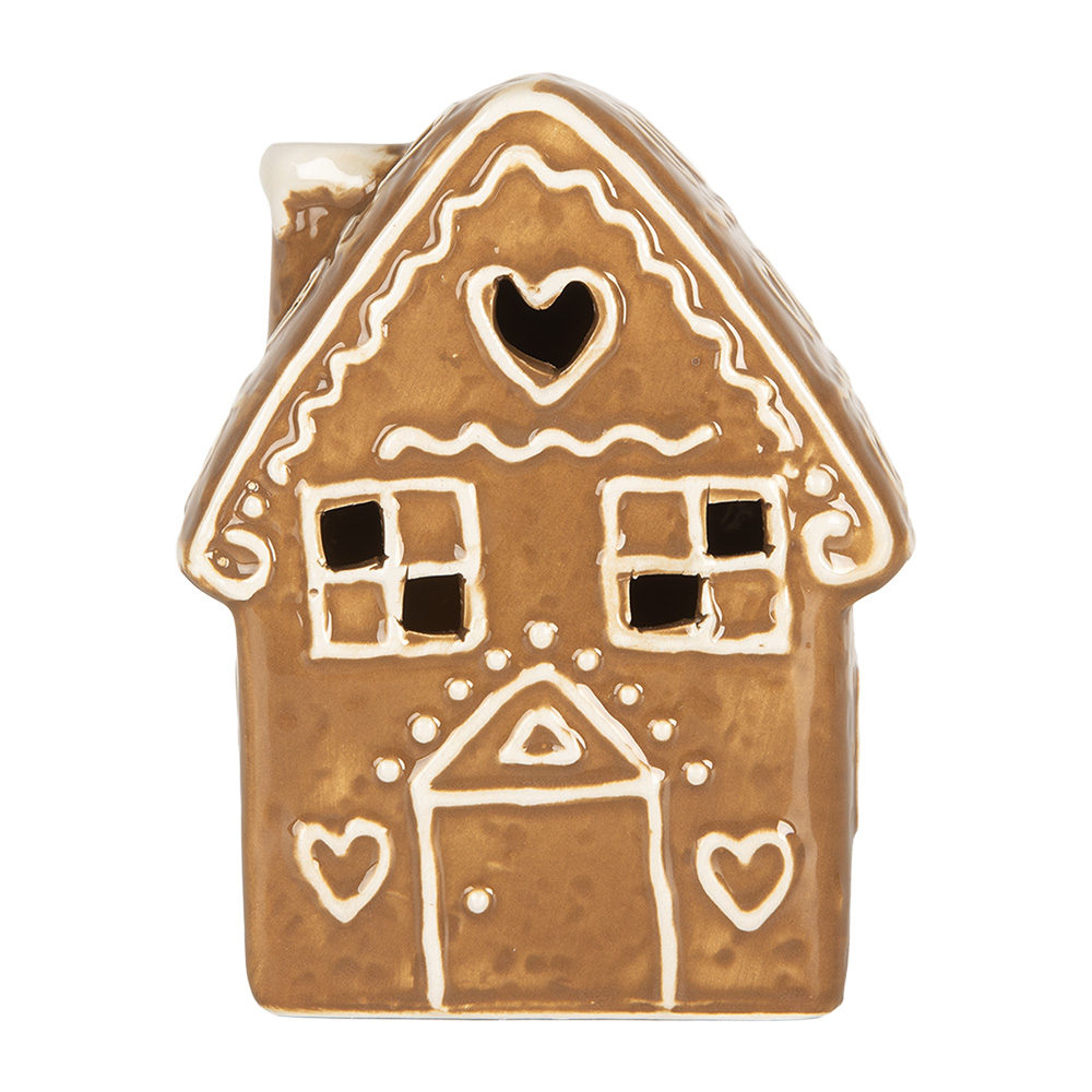 Clayre & Eef   | Decoratie Huisje met LED Bruin Wit 8x6x11 cm | 6CE2329
