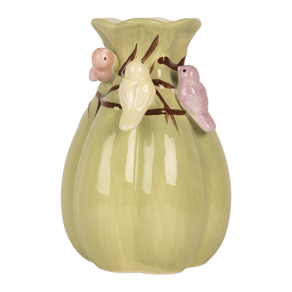 Clayre & Eef   | Vaas Groen Roze ø 14x21 cm | 6CE2313