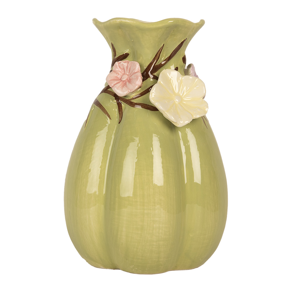 Clayre & Eef   | Vaas Groen Roze ø 14x21 cm | 6CE2315