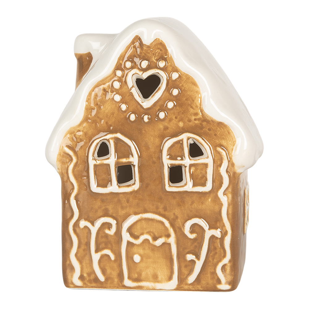 Clayre & Eef   | Decoratie Huisje met LED Bruin Wit 8x6x11 cm | 6CE2339
