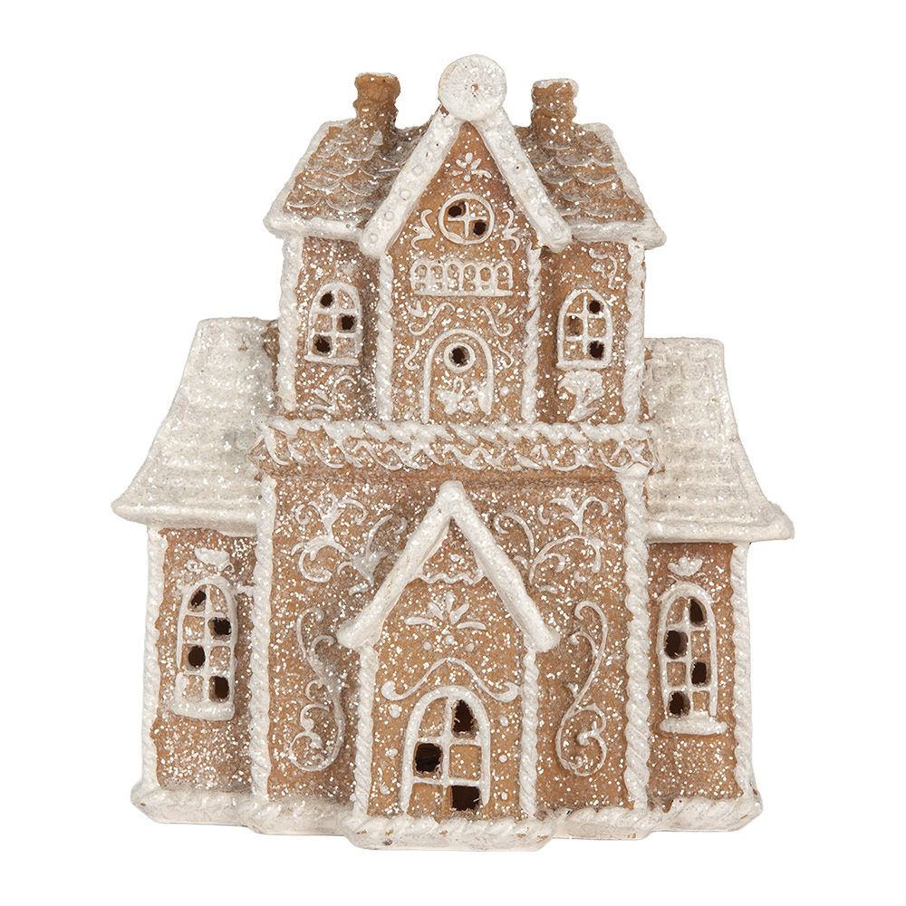 Clayre & Eef   | Decoratie Huis met LED Bruin Wit 18x9x20 cm | 6PR5805