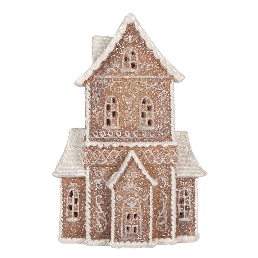 Clayre & Eef   | Decoratie Huis met LED Bruin Wit 16x8x23 cm | 6PR5809