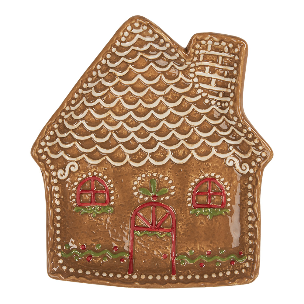 Clayre & Eef   | Servies Ontbijtbord Bruin Wit 20x18x3 cm | 6CE2360