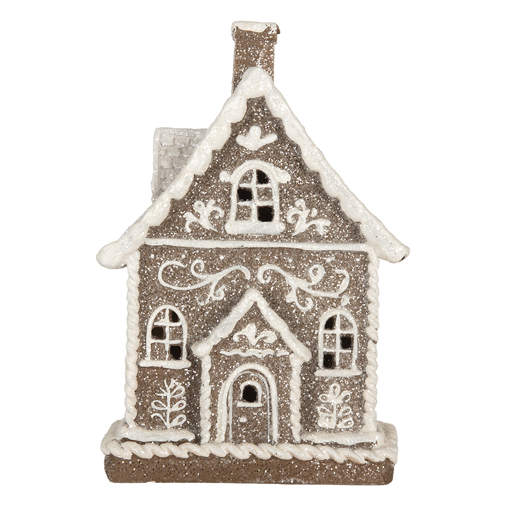 Clayre & Eef   | Decoratie Huis met LED Bruin Wit 16x10x23 cm | 6PR5811