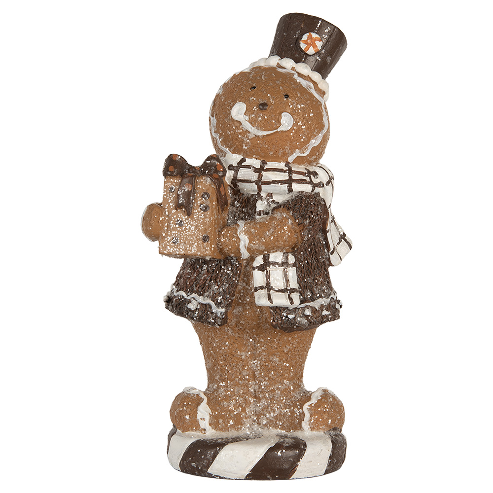 Clayre & Eef   | Decoratie peperkoekpop Bruin Wit 9x8x20 cm | 6PR5812