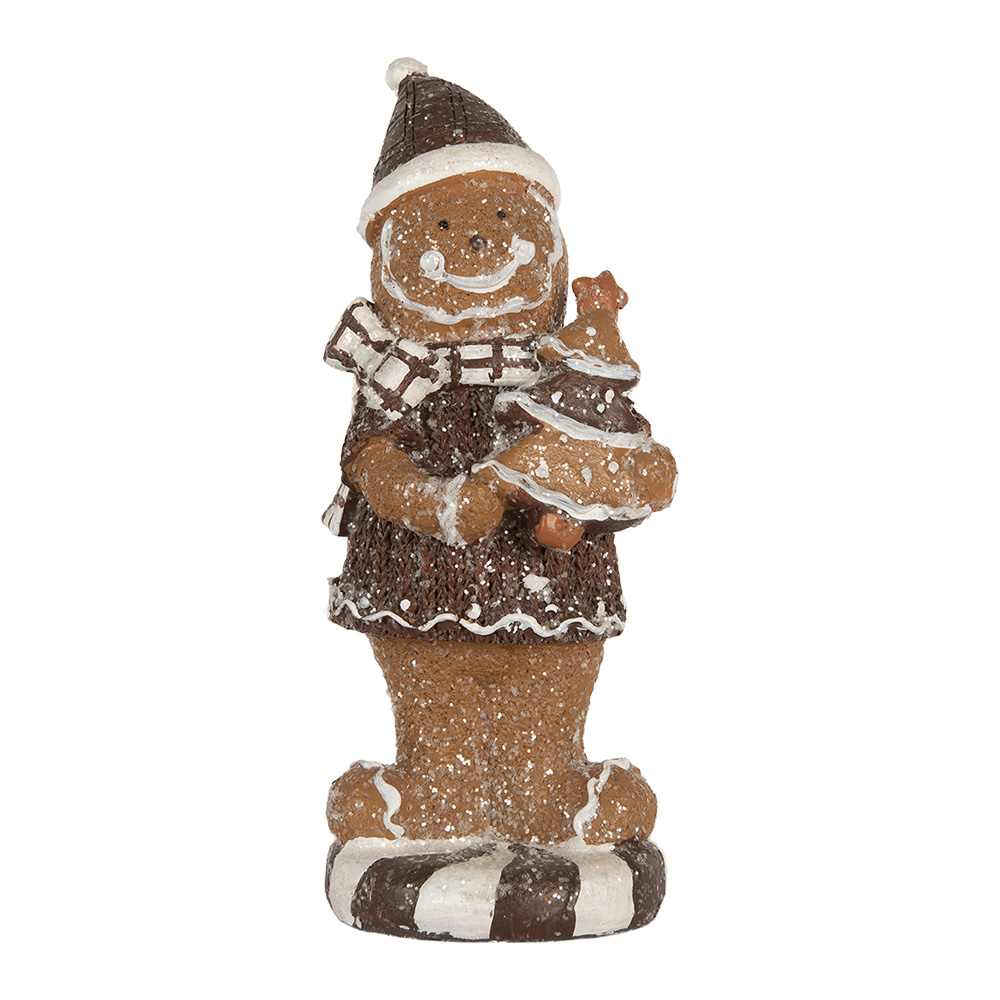 Clayre & Eef   | Decoratie peperkoekpop Bruin Wit 8x8x20 cm | 6PR5813