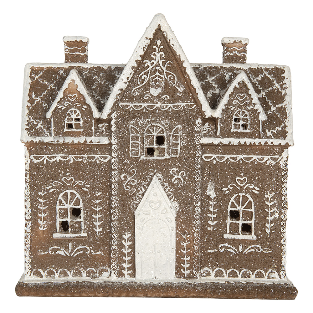 Clayre & Eef   | Decoratie Huis met LED Bruin Wit 26x10x25 cm | 6PR5814