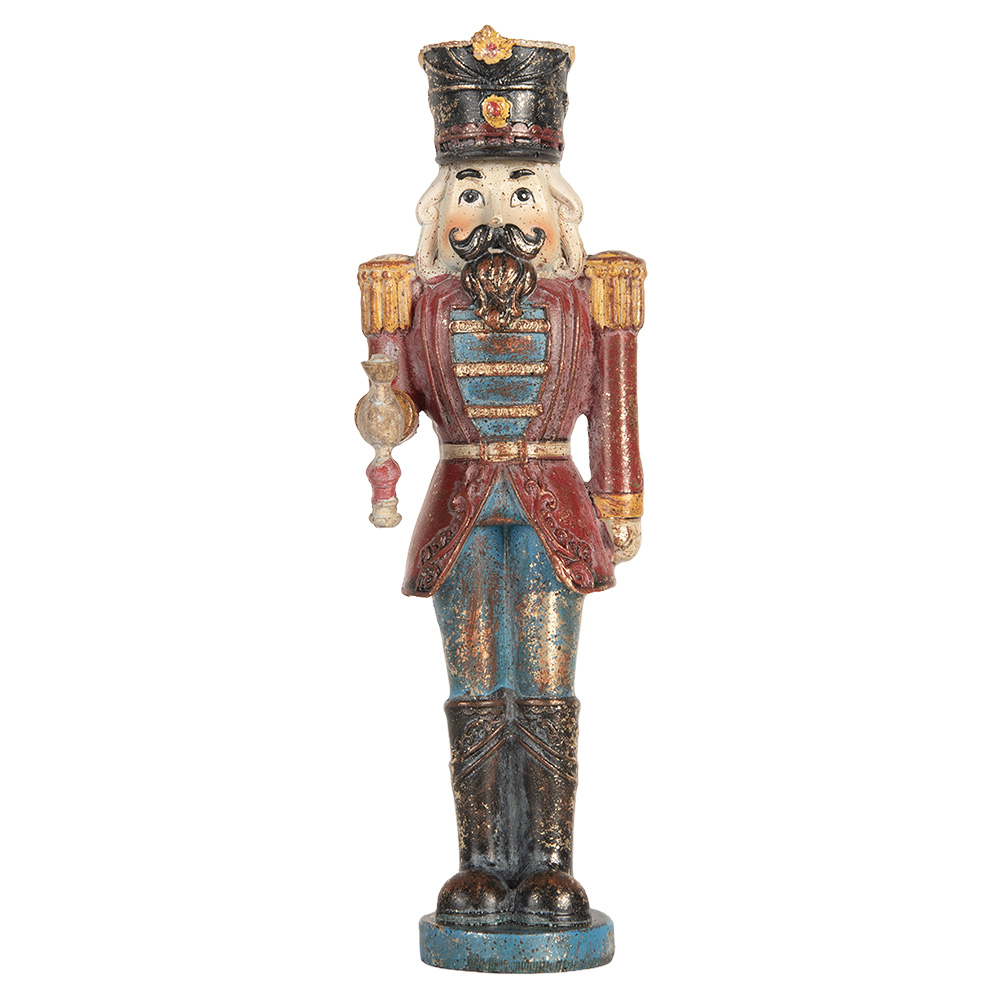 Clayre & Eef   | Kerstdecoratie Notenkraker Rood Blauw 7x6x21 cm | 6PR5758