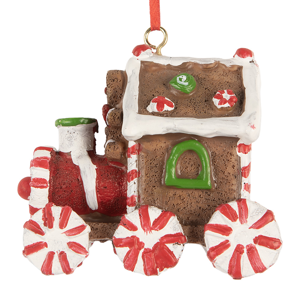 Clayre & Eef   | Decoratie Hanger Locomotief Bruin Rood 9x5x9 cm | 6PR5864