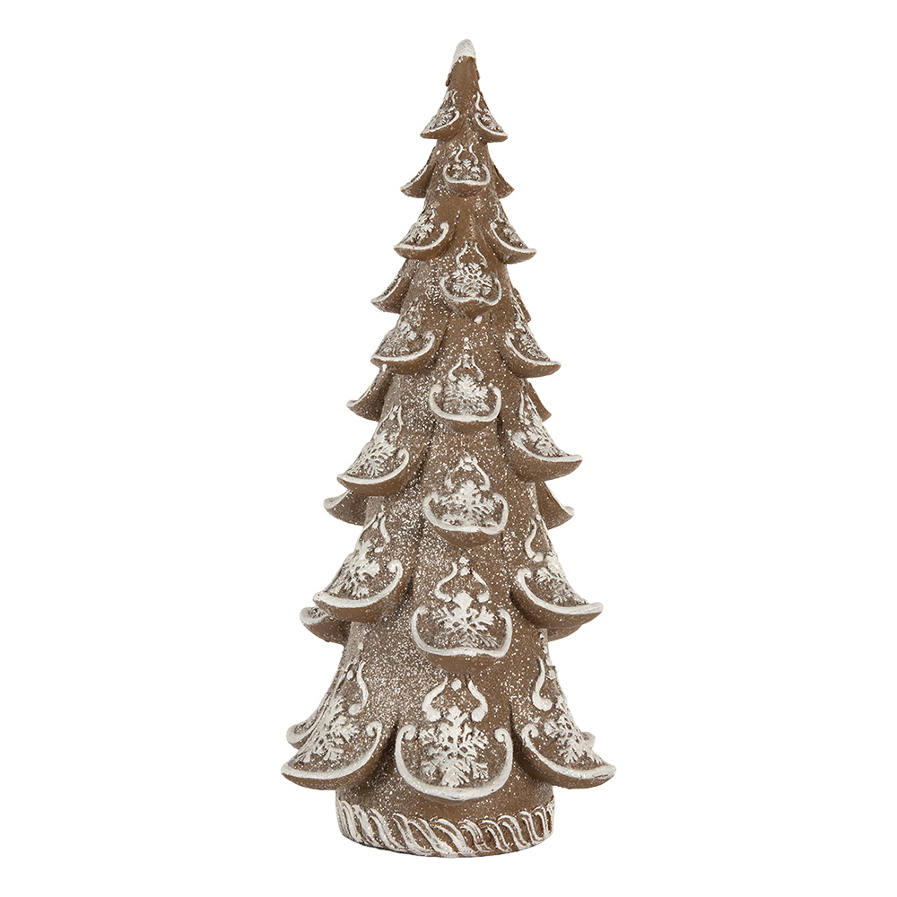 Clayre & Eef   | Kerstdecoratie Kerstboom Bruin Wit 19x19x40 cm | 6PR5816