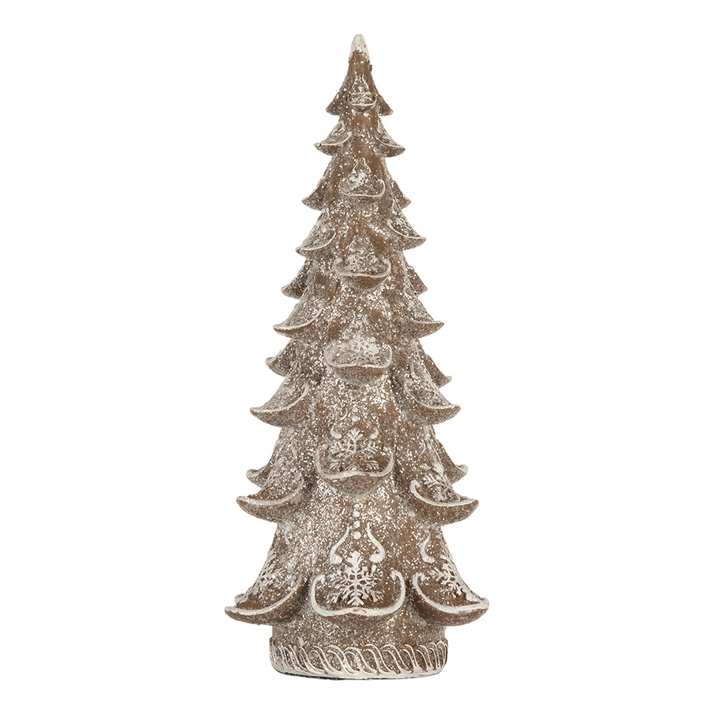 Clayre & Eef   | Kerstdecoratie Kerstboom Bruin Wit 14x14x30 cm | 6PR5817