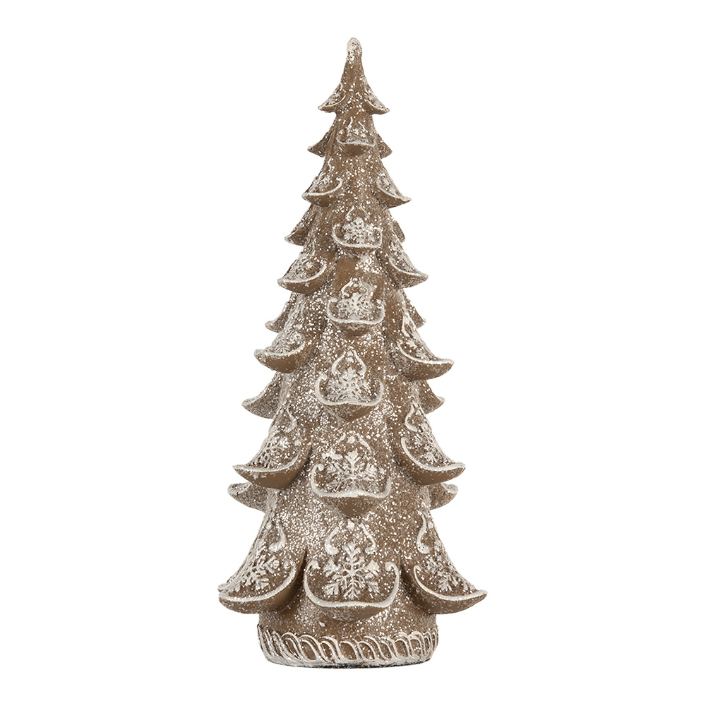 Clayre & Eef   | Kerstdecoratie Kerstboom Bruin Wit 12x12x25 cm | 6PR5818