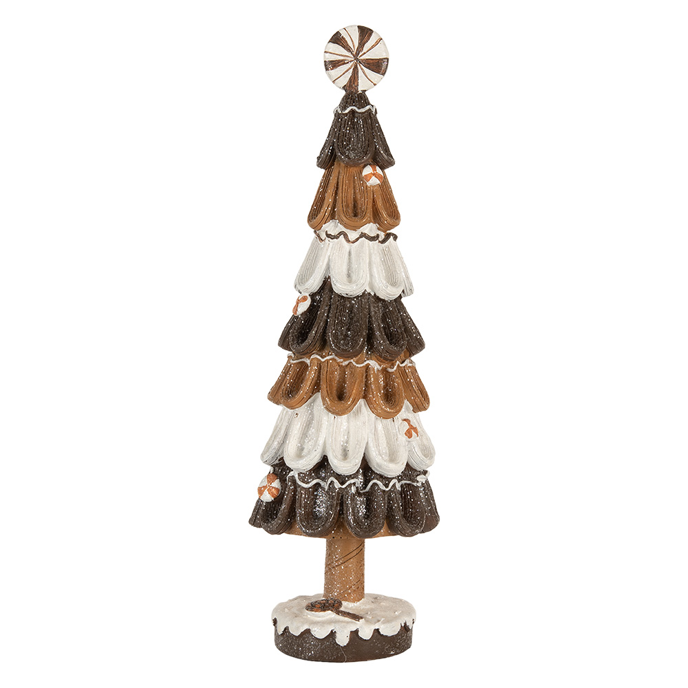 Clayre & Eef   | Kerstdecoratie Kerstboom Bruin Wit ø 12x39 cm | 6PR5819