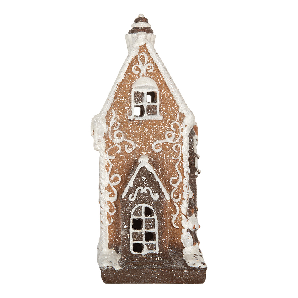 Clayre & Eef   | Decoratie Huis met LED Bruin Wit 15x9x20 cm | 6PR5825