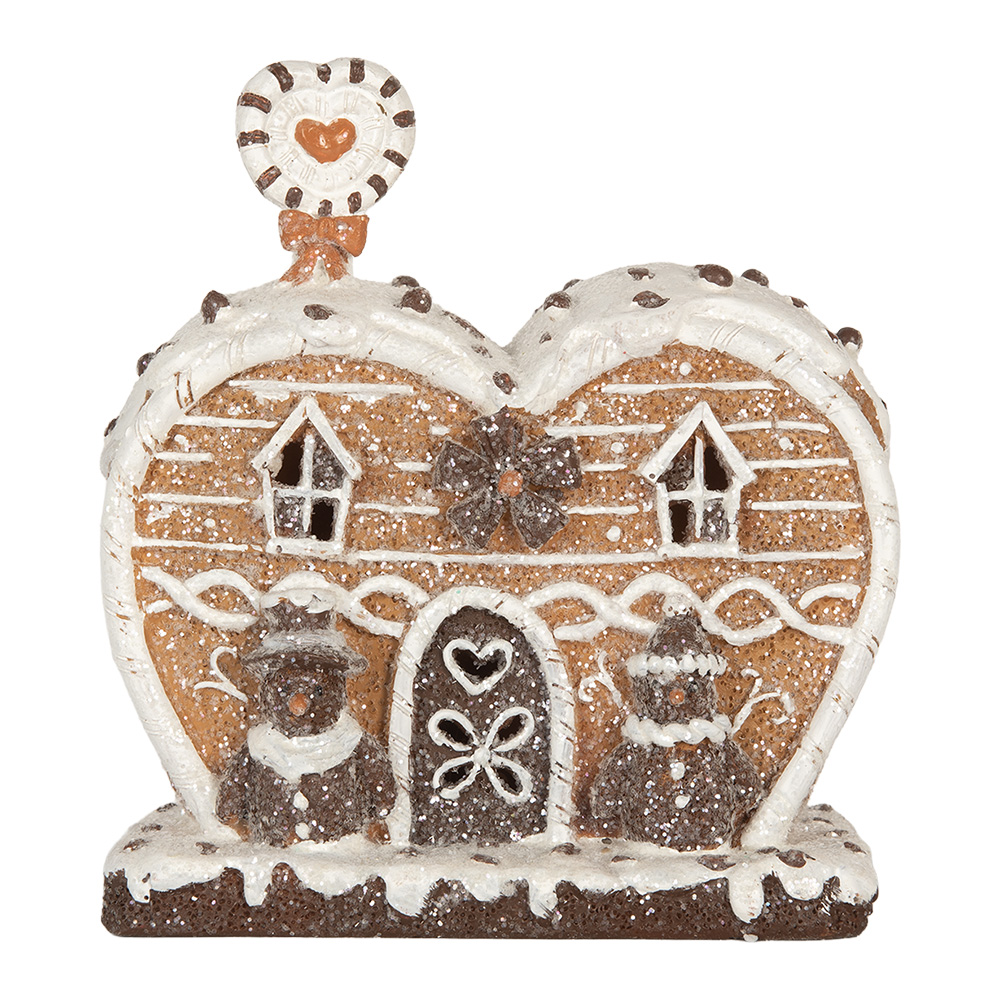 Clayre & Eef   | Decoratie Huis met LED Bruin Wit 18x10x19 cm | 6PR5826
