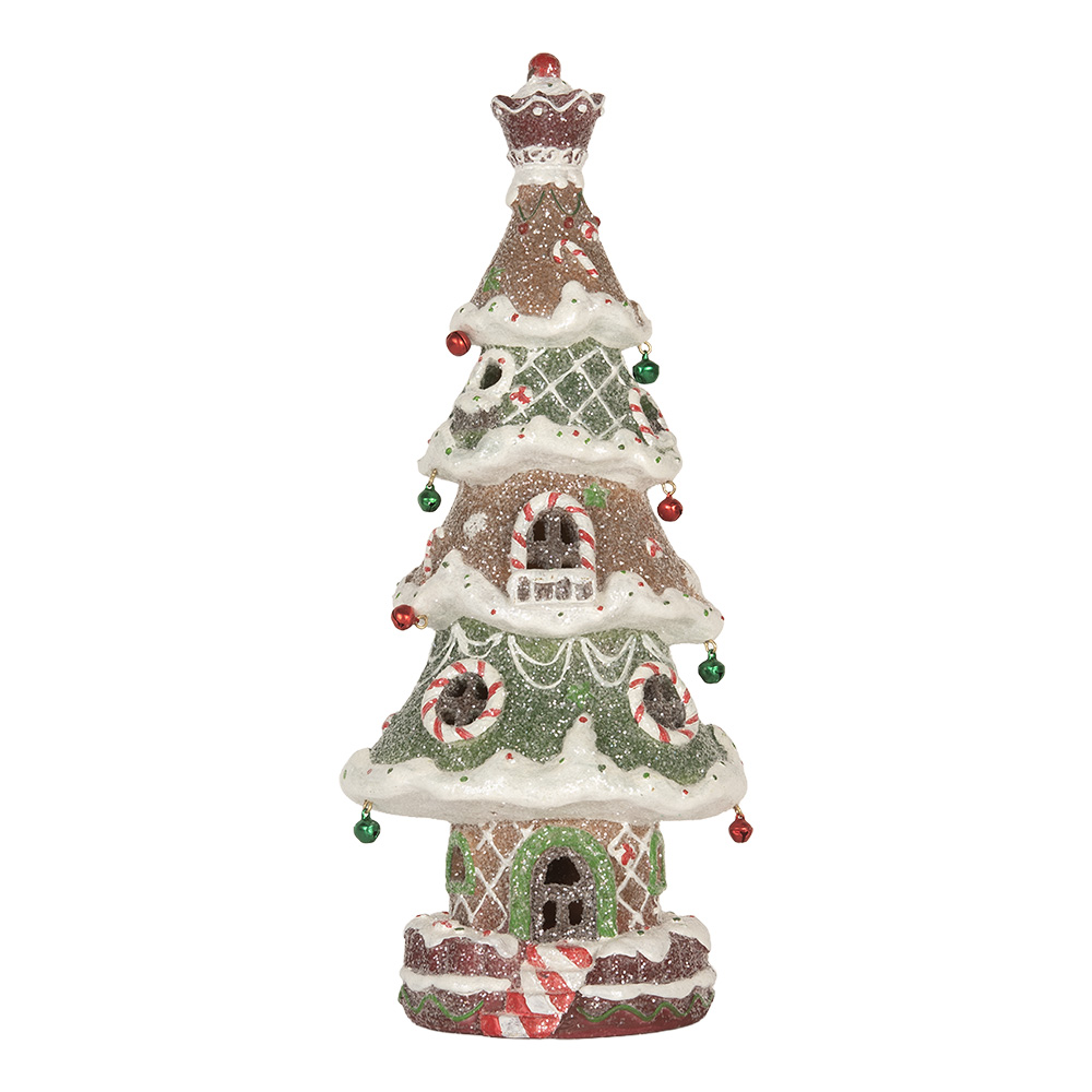 Clayre & Eef   | Kerstdecoratie Kerstboom met LED Bruin Groen 15x12x36 cm / 3xAAA | 6PR5828
