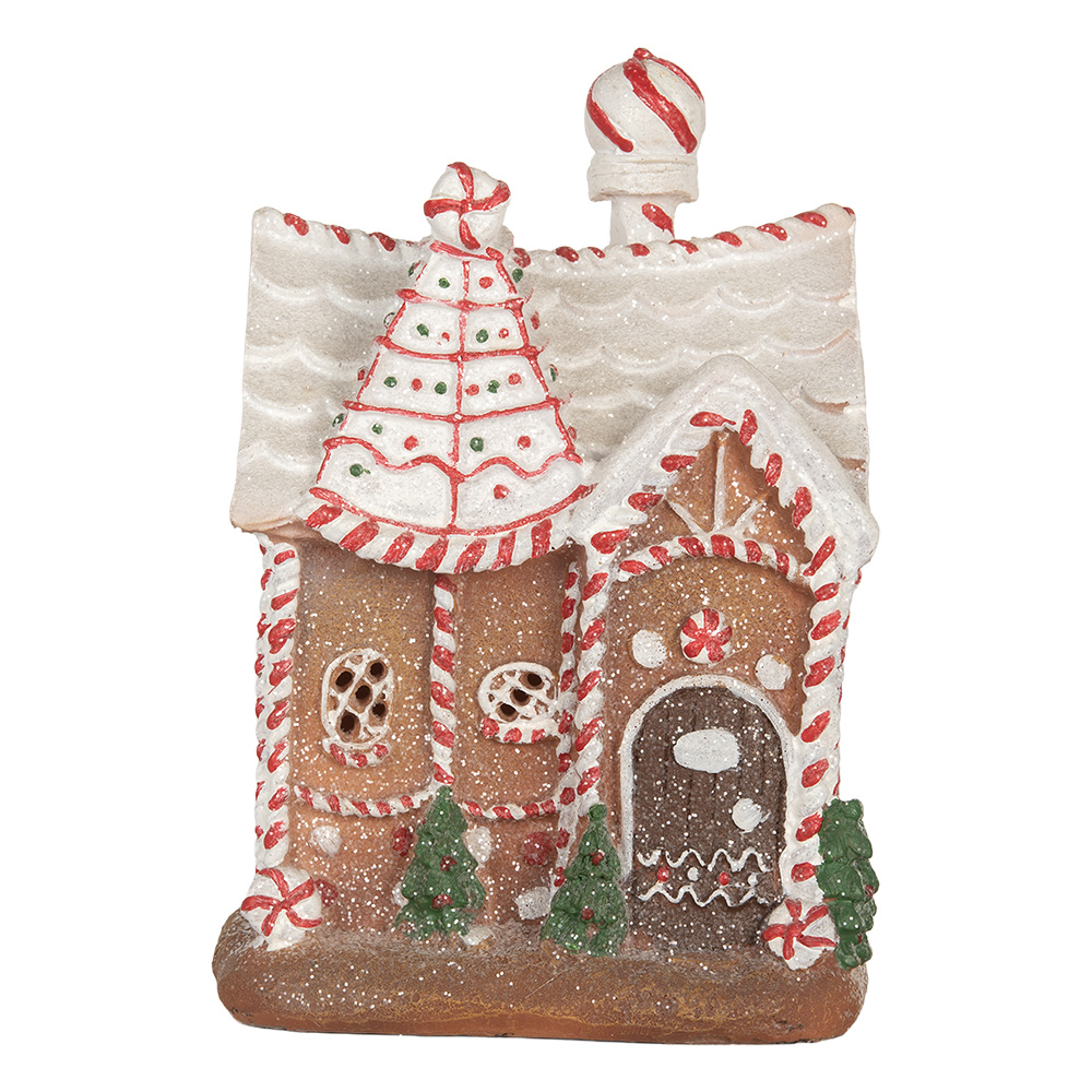 Clayre & Eef   | Decoratie Huis met LED Bruin Wit 16x12x23 cm | 6PR5834