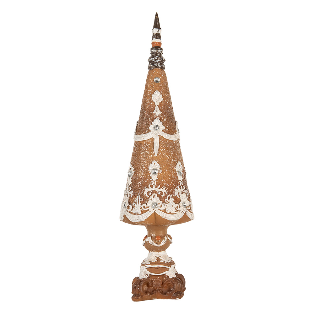 Clayre & Eef   | Kerstdecoratie Kerstboom Bruin Wit ø 10x38 cm | 6PR5835
