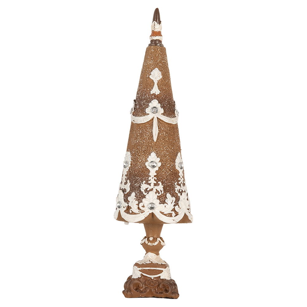 Clayre & Eef   | Kerstdecoratie Kerstboom Bruin Wit ø 9x31 cm | 6PR5836