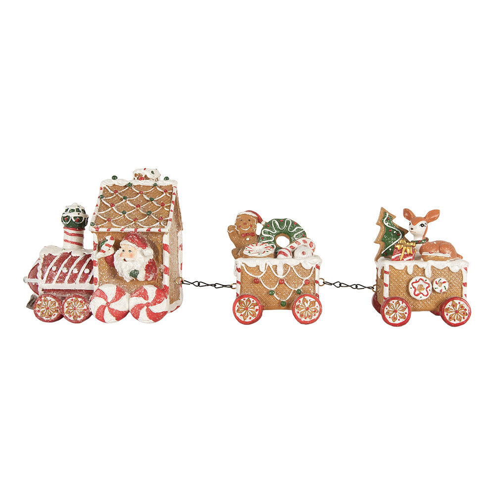 Clayre & Eef   | Decoratie Trein Bruin Rood 33x10x15 cm | 6PR5839