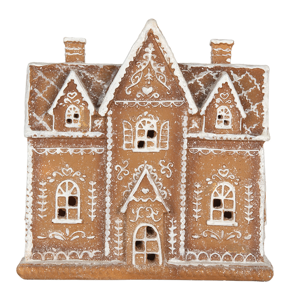 Clayre & Eef   | Decoratie Huis met LED Bruin Wit 21x8x20 cm | 6PR5841