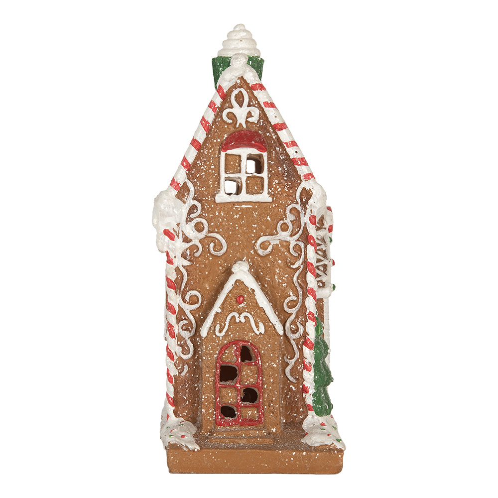 Clayre & Eef   | Decoratie Huis met LED Bruin Wit 15x9x20 cm | 6PR5846