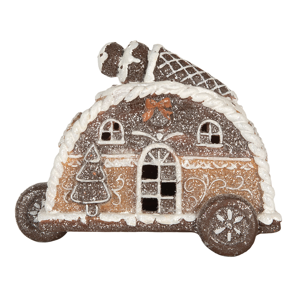 Clayre & Eef   | Decoratie Huis met LED Bruin Wit 21x11x16 cm | 6PR5854