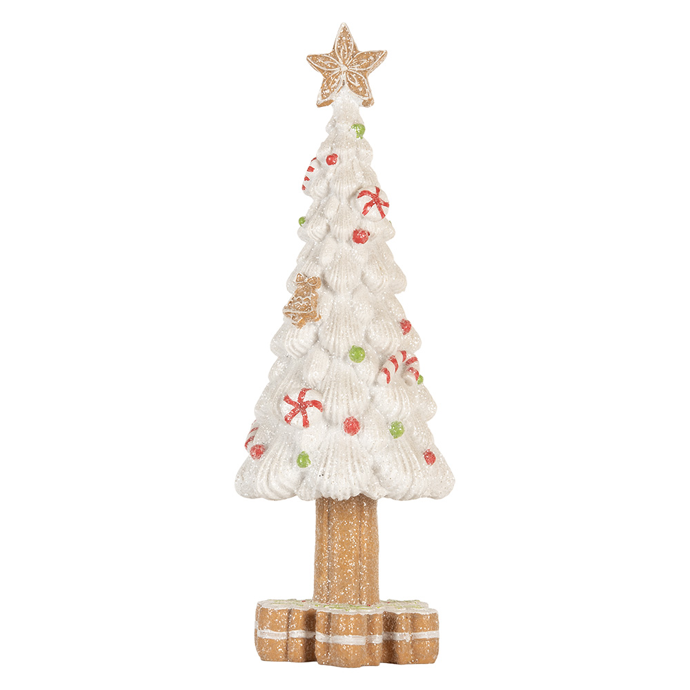 Clayre & Eef   | Kerstdecoratie Kerstboom Wit Bruin ø 12x33 cm | 6PR5860