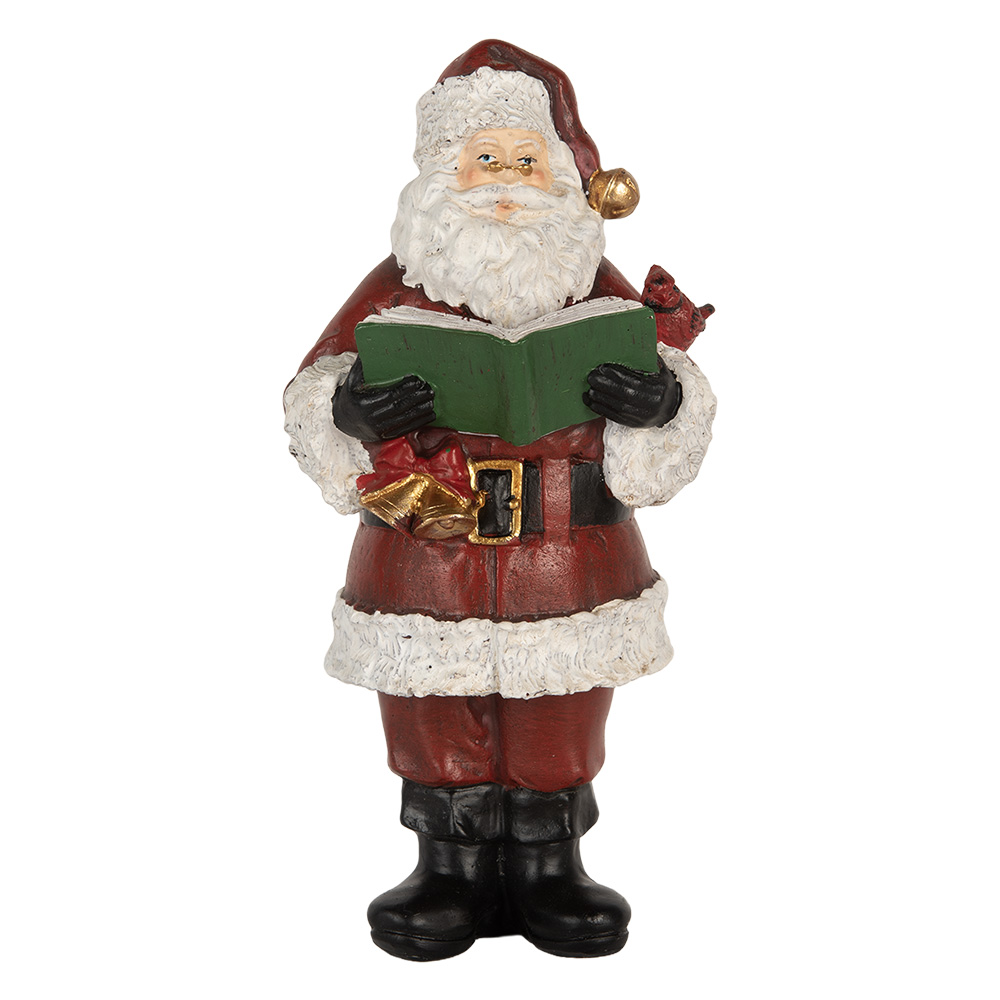 Clayre & Eef   | Kerstdecoratie Kerstman met boek Rood Wit 10x10x21 cm | 6PR5863