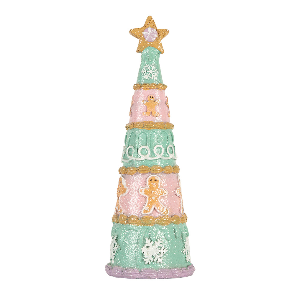 Clayre & Eef   | Kerstdecoratie Kerstboom Groen Roze ø 9x25 cm | 6PR5865