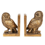 Clayre & Eef | Boekensteunen Set van 2 Uil Goudkleurig 12x8x16 cm | 6PR2653 Clayre & Eef | Boekensteunen Set van 2 Uil Goudkleurig 12x8x16 cm | 6PR2653