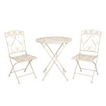 Clayre & Eef | Bistroset Bistrotafel Bistrostoel 3-delig Wit ø 70x76 / 39x48x91 cm (2) | 5Y0696 Clayre & Eef | Bistroset Bistrotafel Bistrostoel 3-delig Wit ø 70x76 / 39x48x91 cm (2) | 5Y0696