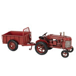 Model tractor met aanhangwagen 17*9*10 cm / 17*10*10 cm Rood | 6Y3823 | Clayre & Eef Model tractor met aanhangwagen 17*9*10 cm / 17*10*10 cm Rood | 6Y3823 | Clayre & Eef