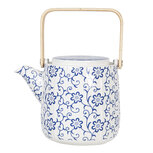 Clayre & Eef | Theepot met Filter Blauw Wit 16x11x12/20 cm / 800 ml | 6CETE0094 Clayre & Eef | Theepot met Filter Blauw Wit 16x11x12/20 cm / 800 ml | 6CETE0094