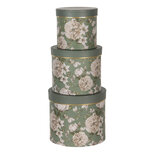 Clayre & Eef | Hoedendoos Set van 3 Groen ø 20x17 / ø 17x15 / ø 14x13 cm | 64743 Clayre & Eef | Hoedendoos Set van 3 Groen ø 20x17 / ø 17x15 / ø 14x13 cm | 64743
