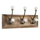 Clayre & Eef | Wandkapstok 3 haken Bruin Wit 30x8x10 cm | 6H1963 Clayre & Eef | Wandkapstok 3 haken Bruin Wit 30x8x10 cm | 6H1963